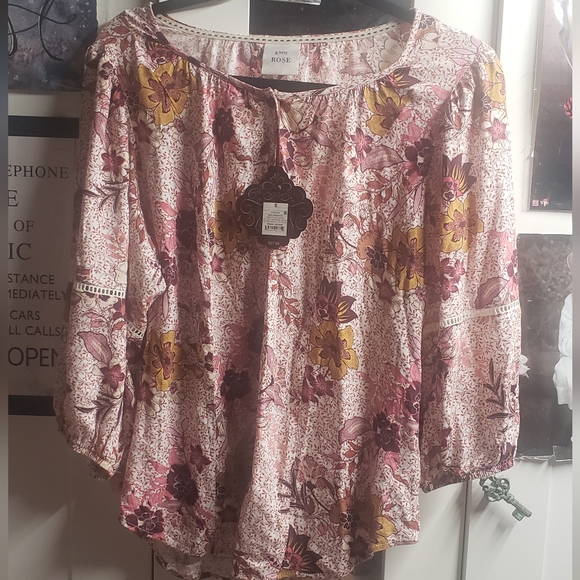 Knox Rose Tops - Knox Rose Oversized Floral Tunic - Small